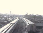 Show train alongside the lot.1940's