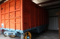 Wooden baggage wagon in the restoration shop.jpg