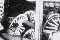 Wheels in the barn...1930's.JPG