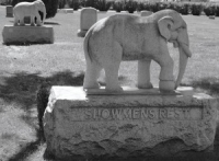 submitted photo The elephant statutes at Woodlawn Cemetery mark the area where victims of the train disaster were laid to rest..jpg