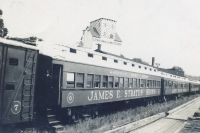 Strates train at the siding.1953.JPG