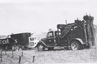 Stake driver on the Tom Mix Circus...1930's.JPG