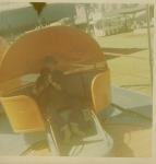 Tilt Joe on the old wooden bull plate Tilt and my dog Pooh 1970 at the Calaveras Frog Jump.jpg